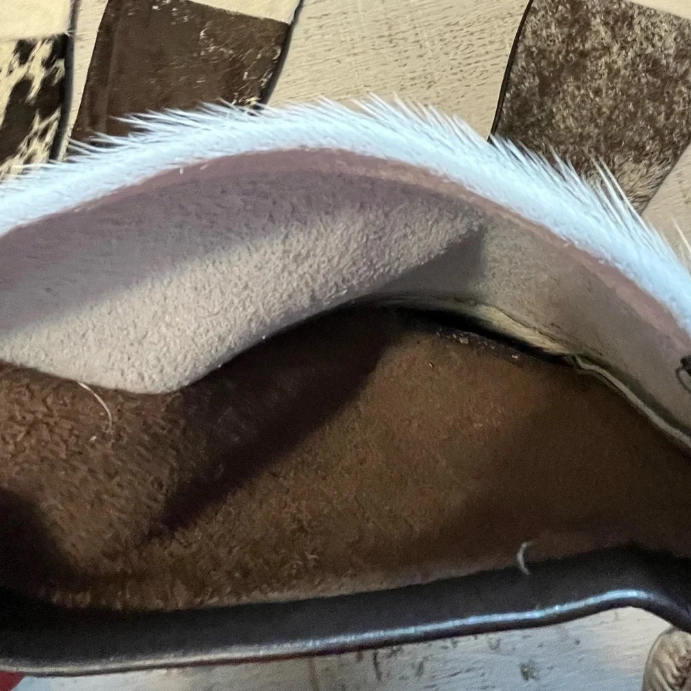 Genuine cow hide leather and fur handmade Christmas Stockings - Picture 15 of 15